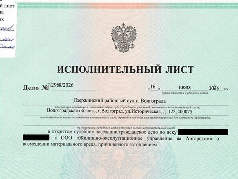 Исполнительный лист, Дзержинский районный суд, 2026