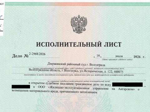 Исполнительный лист, Дзержинский районный суд, 2026
